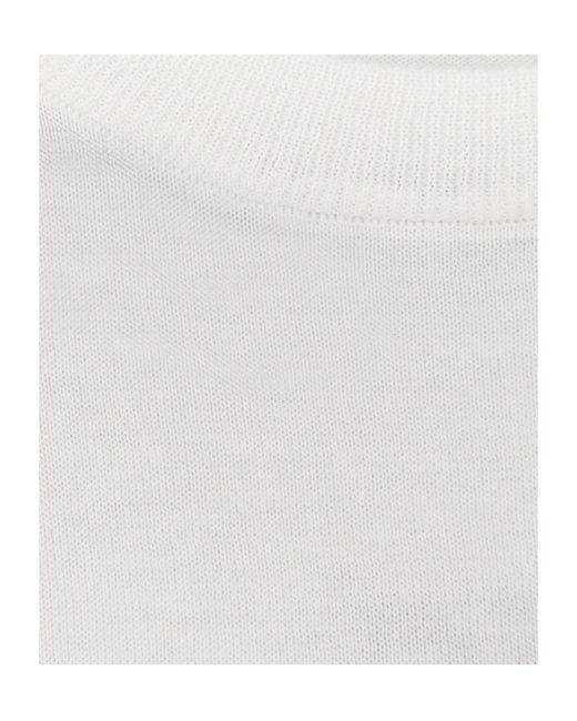 Aspesi White Crew-Neck Blended Knit Sweater