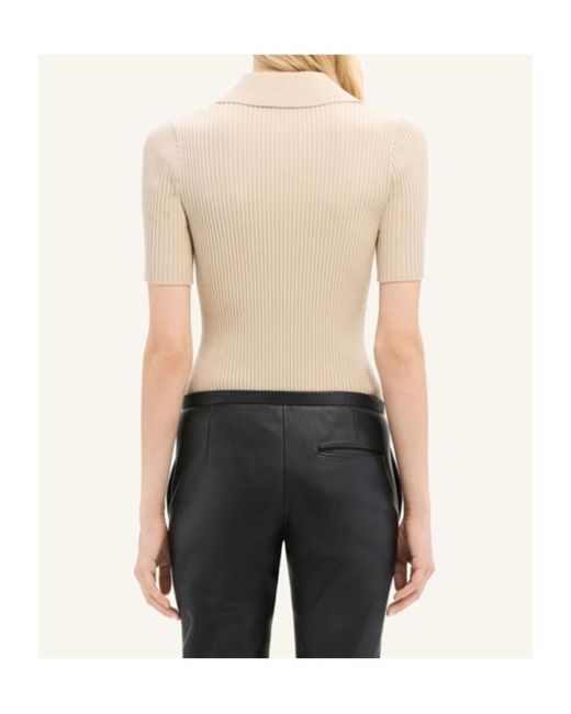 Courreges Natural Courrèges Iconic Rib Knit Polo Shirt