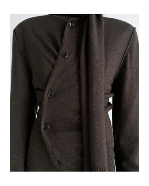 Lemaire Black Scarf Detailed Buttoned Knitted Cardigan