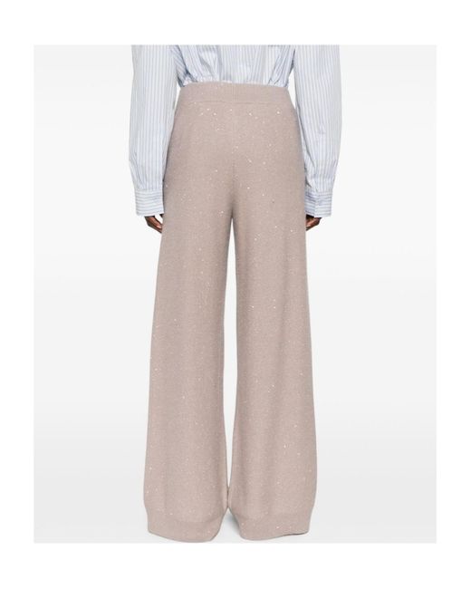 Fabiana Filippi Gray Sequin-Embellished Knitted Trousers