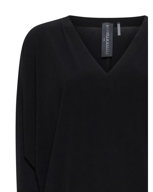 Norma Kamali Black Deep V-Neckl Knit Jumper