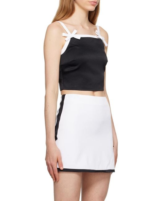 MSGM Black Bow Detailed Cropped Top