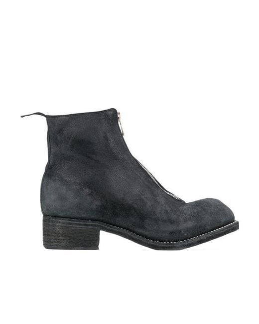 Guidi Black Front Zip Ankle Boots for men