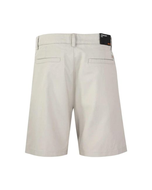 Boss Gray Straight-Fit Chino Shorts for men