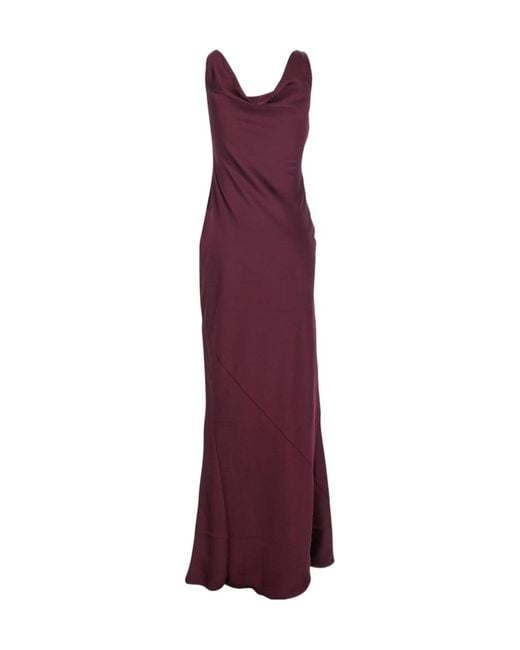 Norma Kamali Purple Draped Asymmetric Long Dress