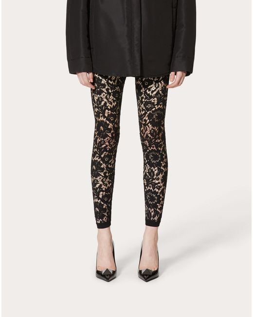 Valentino Black Stretch Lace Leggings