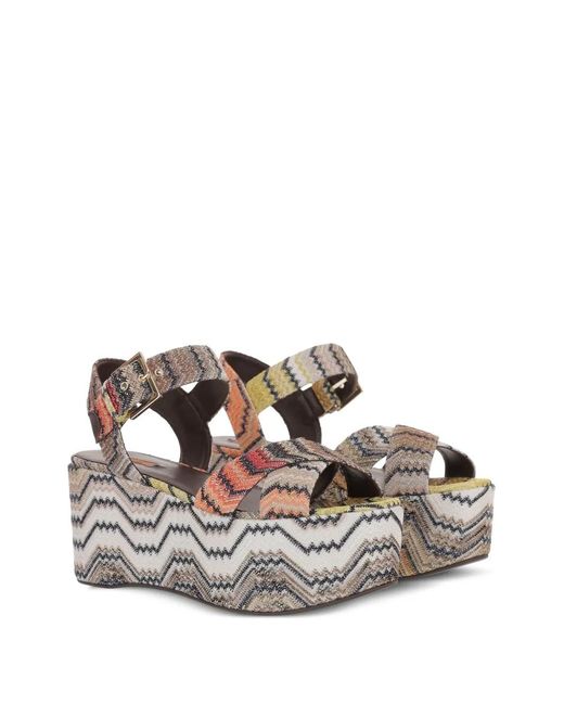 Missoni Gray Zigzag Platform Buckled Sandals