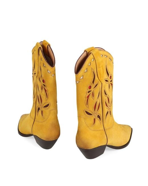Isabel Marant Yellow Duerto Suede Cowboy Boots