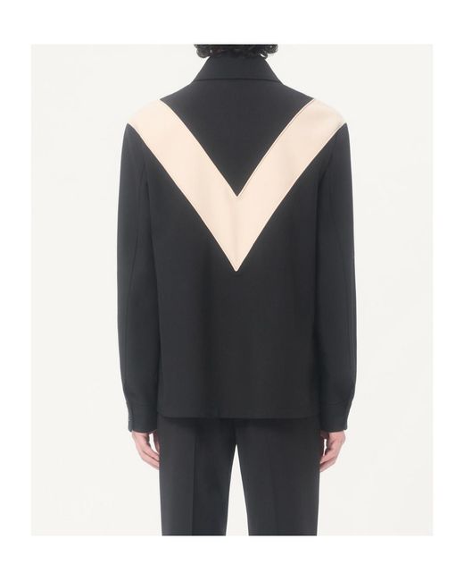Valentino Black Logo Patch Zip-Up Overshirt for men