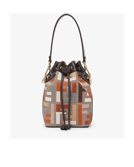Fendi White Multicolour Canvas Mini-Bag With Ff Embroidery