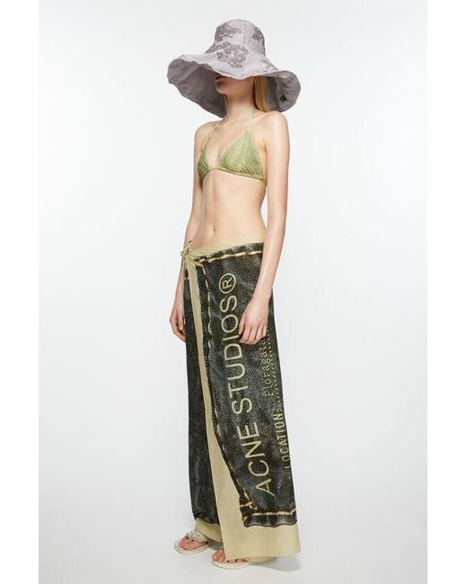Acne Green Trompe L'Oeil-Print Bikini