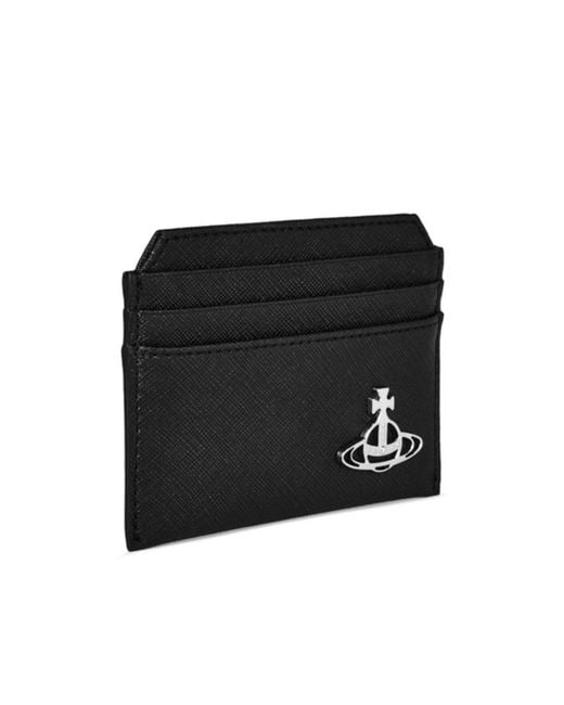 Vivienne Westwood Black Textured Leather Milano Orb Card Holder for men