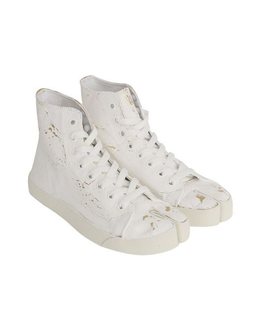 Maison Margiela White Splatter Effect High-Top Sneakers