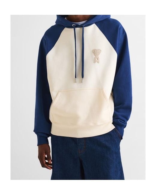 AMI Blue Logo Hoodie for men