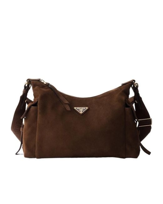 Prada Brown Explore Large Suede Bag