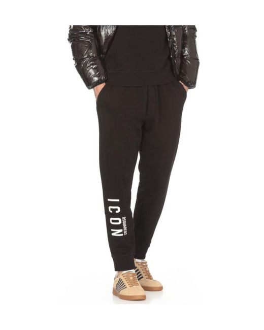 DSquared² Black Icon Printed Pants for men