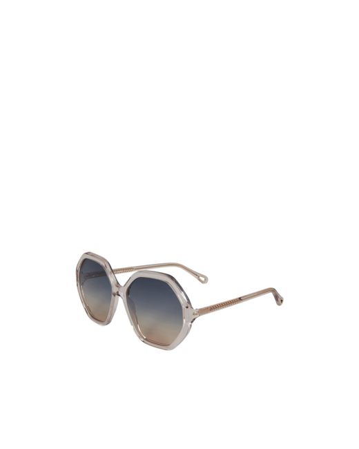 Chloé White Geometric Frame Sunglasses