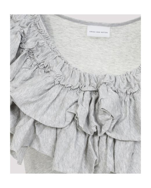 Dries Van Noten Gray Humza Ruffled Tank Top
