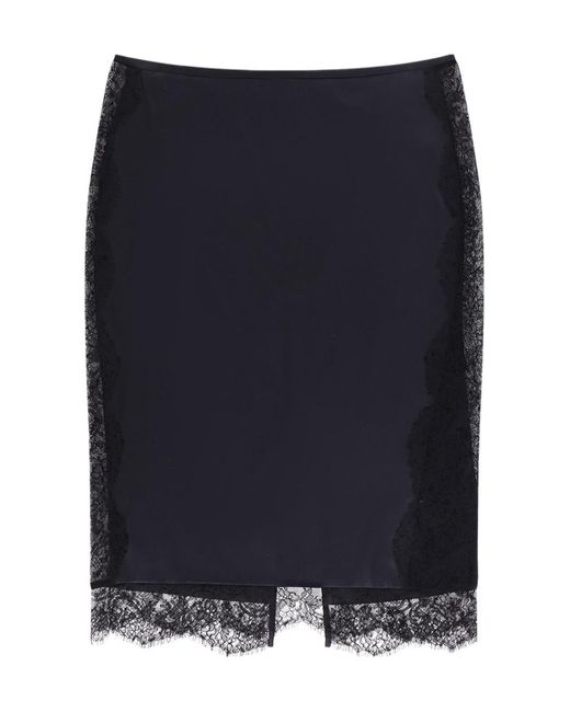 Tom Ford Blue Lace Detailed Zipped Skirt