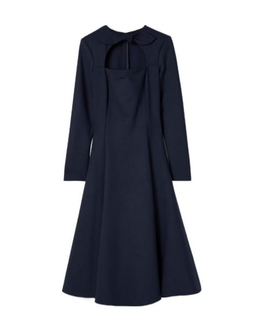 Oscar de la Renta Blue Mid-Length Dress With Ties