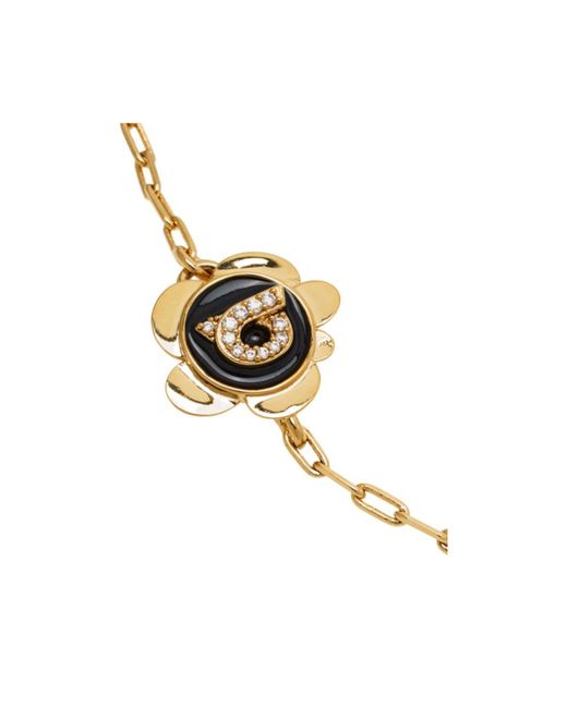 Ferragamo Metallic Ferragamo Crystal Flower Charm Bracelet