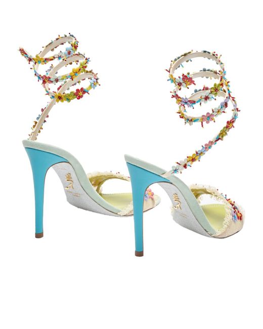 Rene Caovilla Metallic Round-Toe High-Heeled Sandals