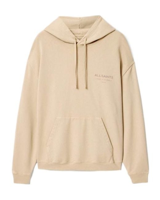 AllSaints Natural Xander Long Sleeve Cotton Hoodie for men