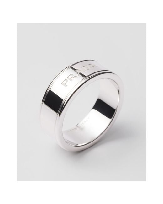 Prada White Logo Jewels Ring for men