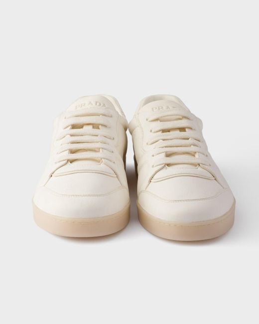 Prada White Round-Toe Lace-Up Sneakers for men