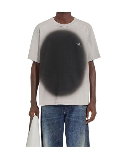 MM6 by Maison Margiela Gray Crew-Neck Graphic T-Shirt for men