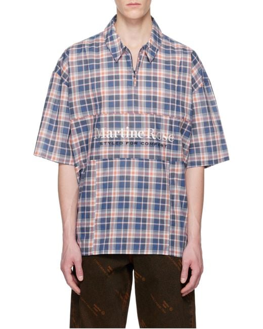 Martine Rose Blue Zip-Up Polo Shirt for men