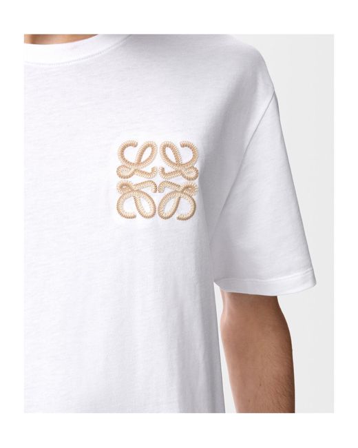 Loewe White Anagram-Embroidered T-Shirt for men