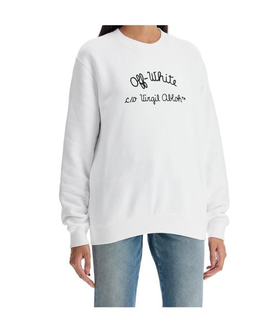 Off-White c/o Virgil Abloh White Crewneck Long-Sleeved Sweatshirt