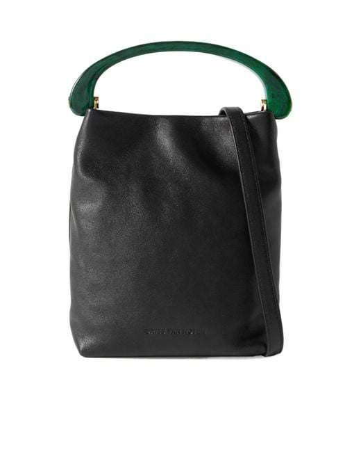 Dries Van Noten Black Micro Leather Tote Bag