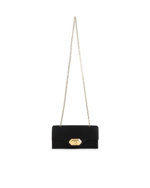 Lanvin Black Flap Top Chain Detail Clutch Bag