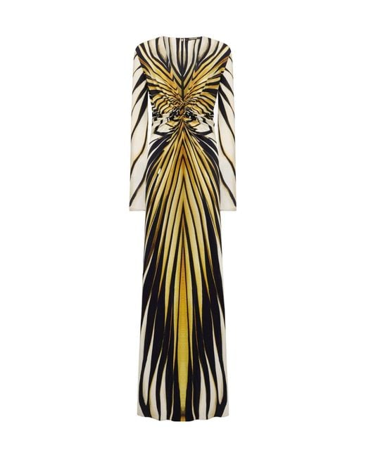 Roberto Cavalli Metallic Ray Print Maxi Dress