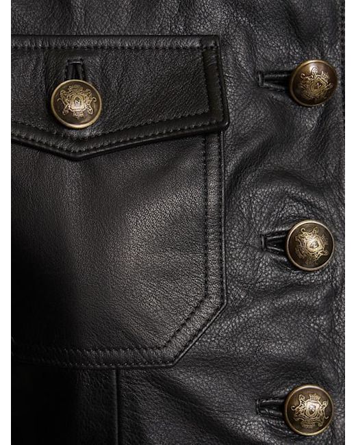 Nili Lotan Black Button Long Sleeve Leather Jacket