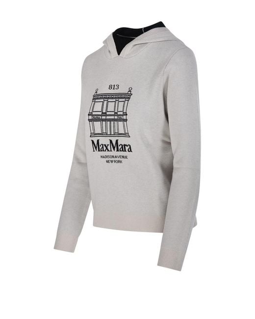 Max Mara Gray Ultimo Graphic Hoodie
