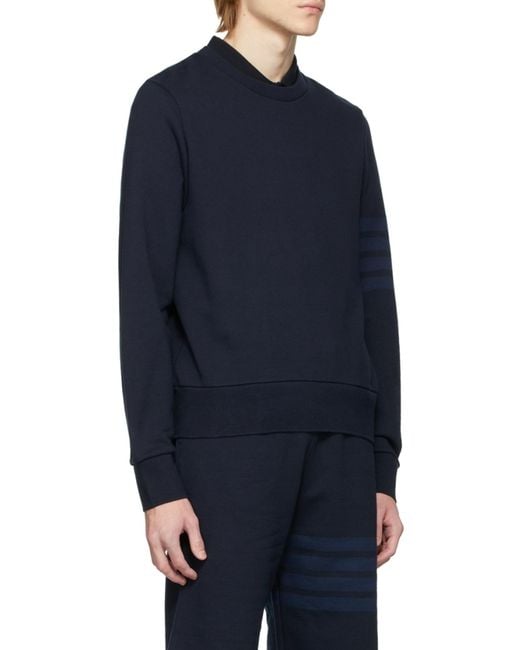 Thom Browne Blue Bar Crewneck Sweatshirt for men