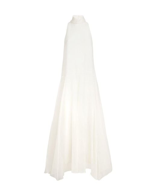 Brunello Cucinelli White Silk Maxi Dress