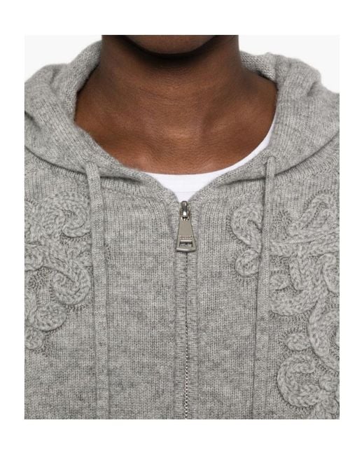 ERMANNO FIRENZE Gray Embroidered Zip-Up Hoodie