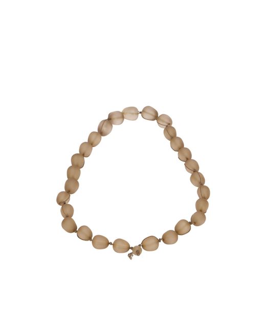 Emporio Armani Metallic Beaded Logo Plaque Necklace
