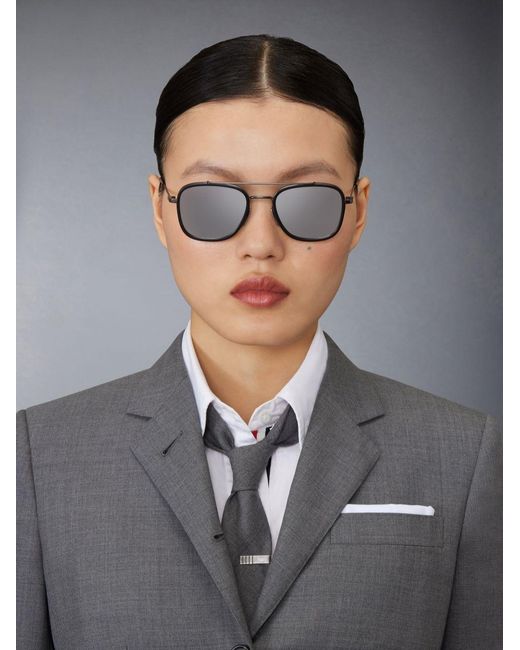 Thom Browne Metallic Eyewear Aviator Frame Sunglasses for men