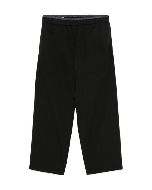 RANRA Black Elasticated Waistband Tapered Trousers for men