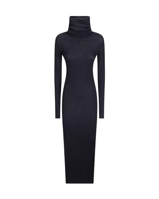 Rick Owens Blue Tube Turtleneck Knitted Dress