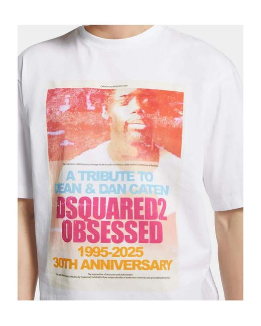 DSquared² White Logo-Printed Crewneck T-Shirt for men