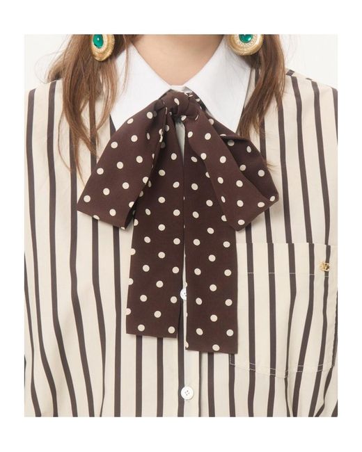 Valentino Natural Striped Bow Detailed Dress
