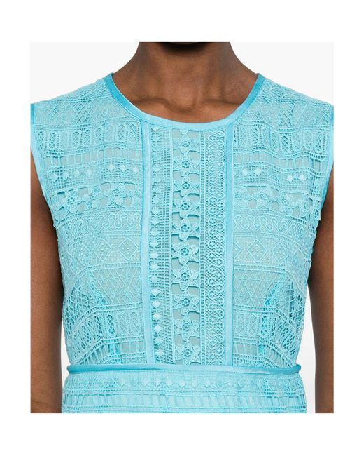 ERMANNO FIRENZE Blue Round-Neck Dress