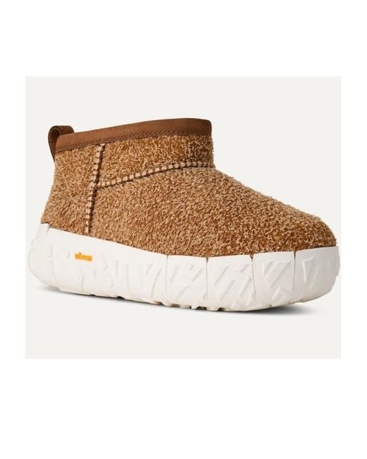 Ugg Brown Classic Ultra Mini Suede Textured Boots for men
