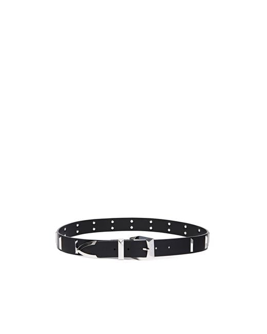 Pinko White Leather Belt With Rectangular Studs, 3 Cm